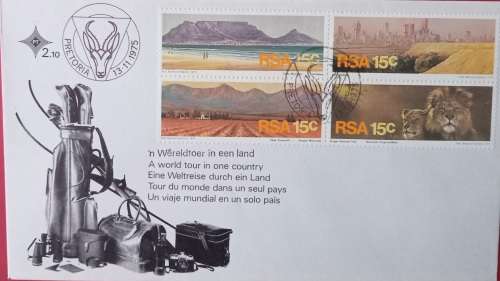 RSA 1975 TOURISM OFFICIAL FDC 2.10 WITH STICK ON BEACH VARIETY